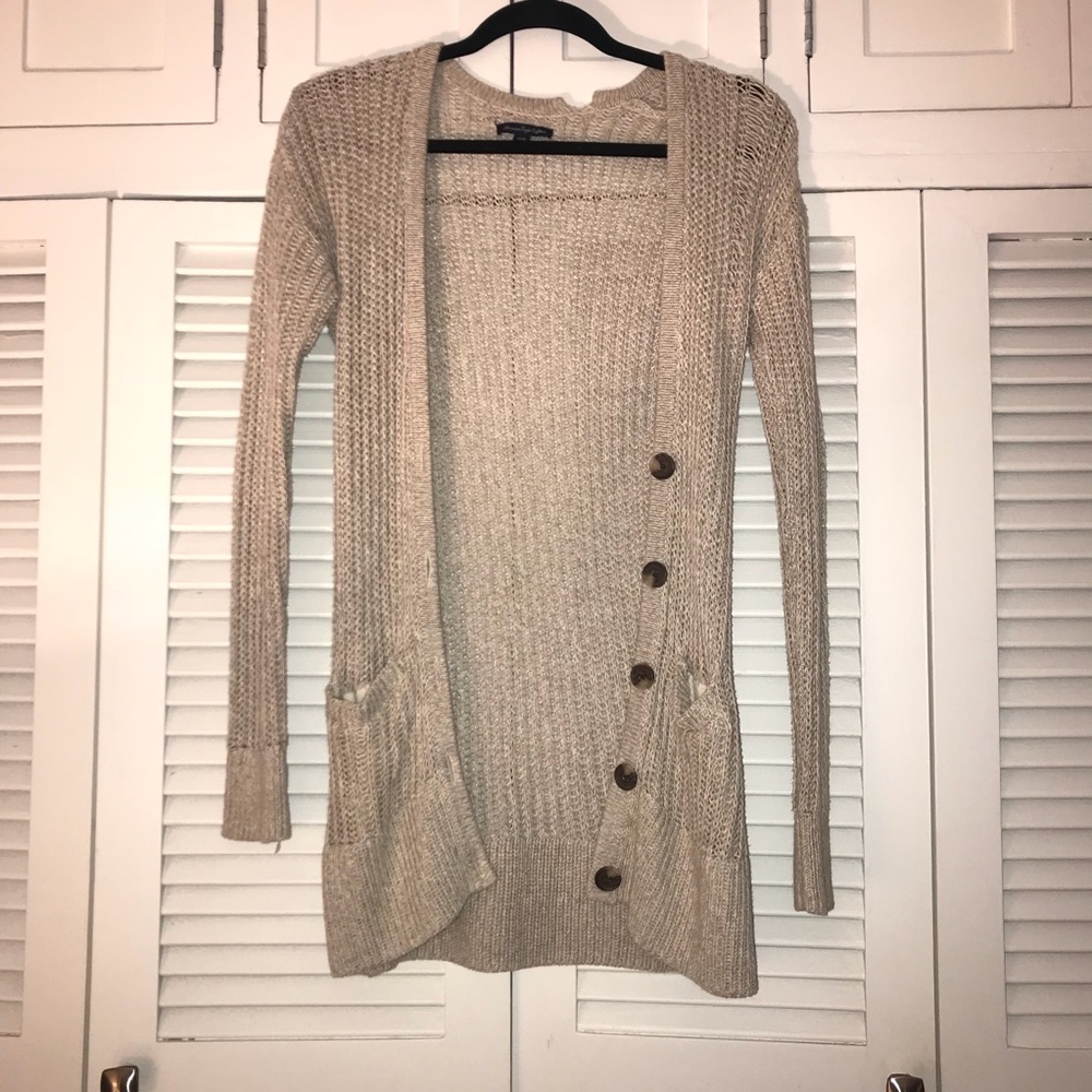 Long Knit Cardigan Button-Up Sweater